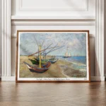 FISHING BOATS ON THE BEACH AT SAINTES - MARIES