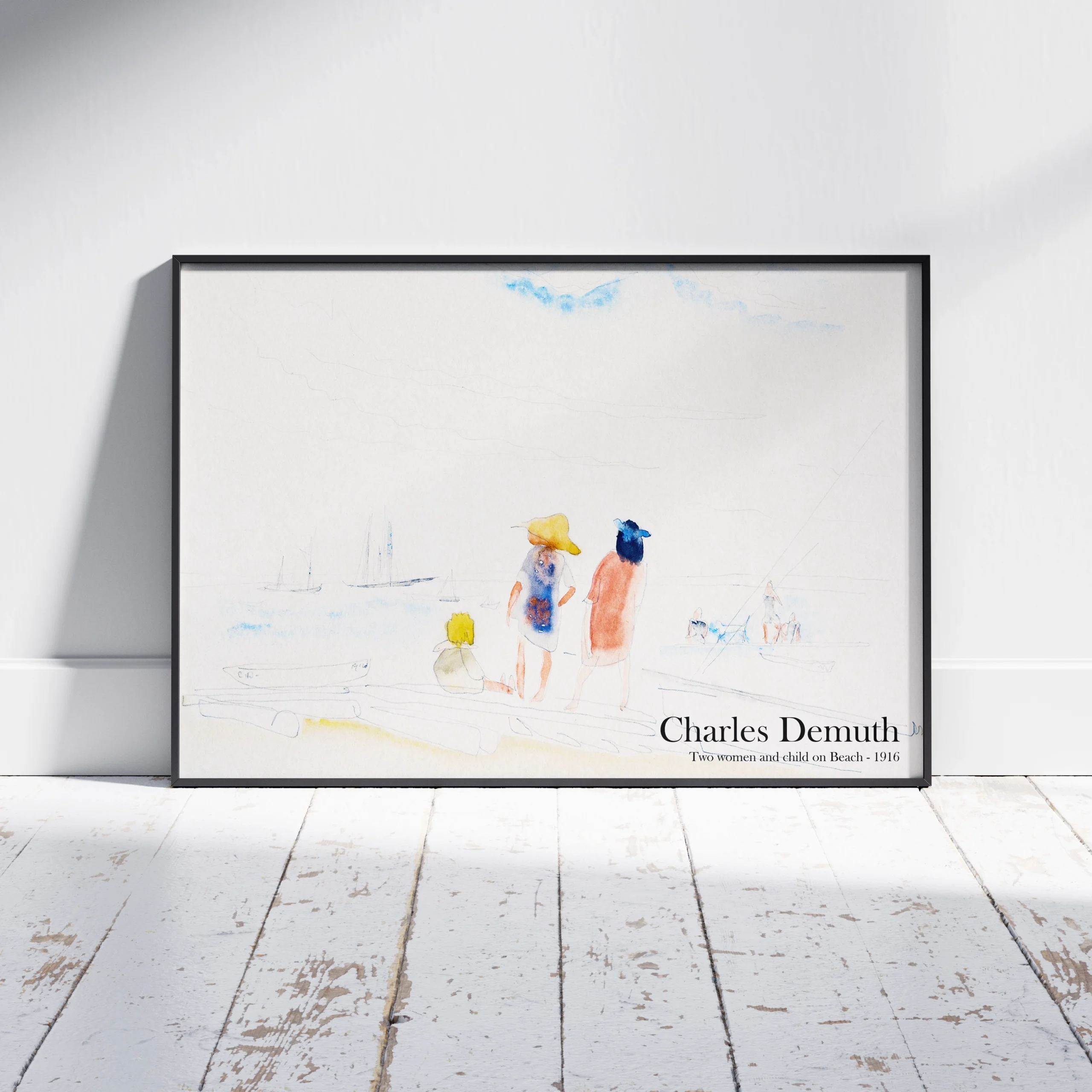 Two Women and Child on Beach (1916) Charles Demuth 1 Two Women and Child on Beach by Charles Demuth - Image 1