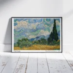 GREEN WHEAT FIELD WITH CYPRESS