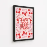 Berry Much Love Strawberry Quote Canvas Print - Image 5