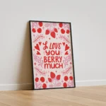 Berry Much Love Strawberry Quote Canvas Print - Image 2