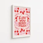 Berry Much Love Strawberry Quote Canvas Print - Image 6