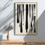 Black Drip Abstract Vertical Contemporary Wall Art