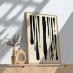 Black Drip Abstract Vertical Contemporary Wall Art - Image 2