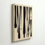 Black Drip Abstract Vertical Contemporary Wall Art - Image 4