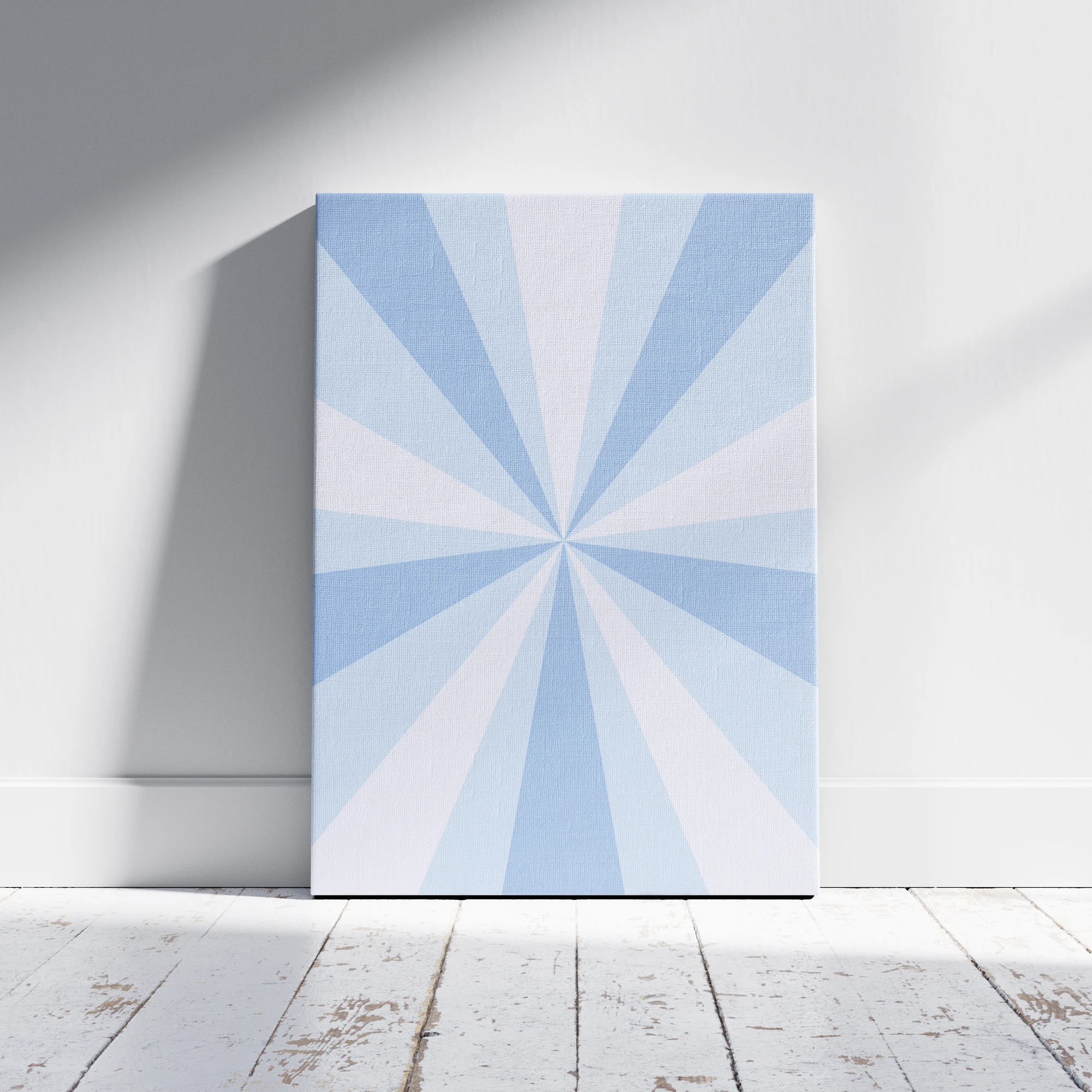 Blue Sunburst Retro Radial Pattern_Featured Image 1 Blue Sunburst Retro Radial Pattern Canvas Print - Image 1