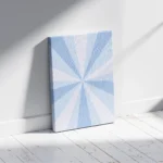 Blue Sunburst Retro Radial Pattern Canvas Print - Image 2