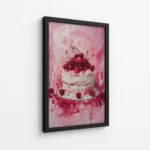 Cherry Cake Pink Dessert Painting Canvas Print - Image 5