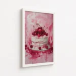 Cherry Cake Pink Dessert Painting Canvas Print - Image 6