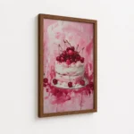 Cherry Cake Pink Dessert Painting Canvas Print - Image 7