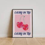 Cherry On Top Pink Fruit Canvas Print