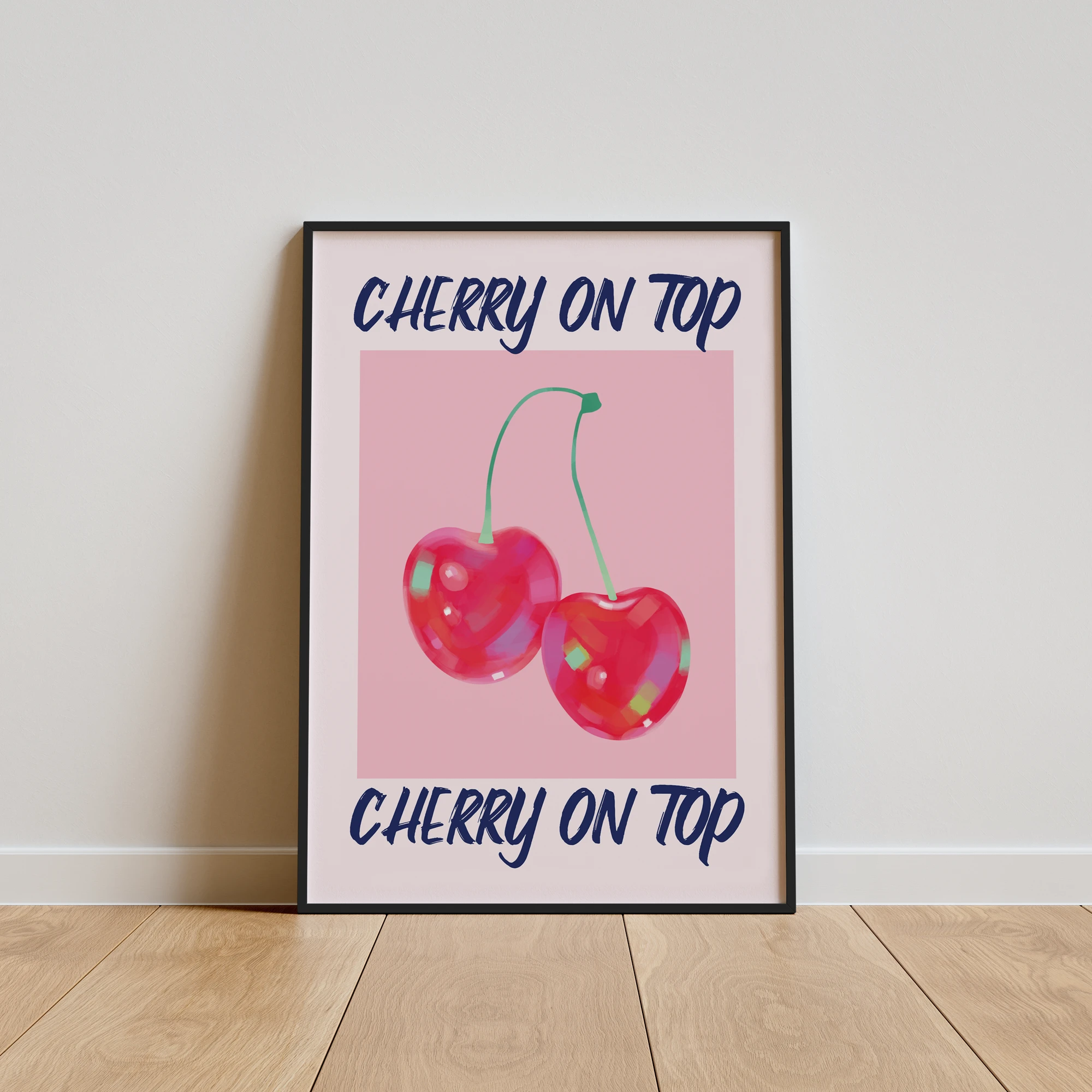 Cherry On Top Pink Fruit Poster_Featured Image 1 Cherry On Top Pink Fruit Canvas Print - Image 1
