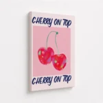 Cherry On Top Pink Fruit Canvas Print - Image 4