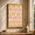 Colorful Hand Drawn Heart Pattern Canvas Print
