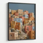Colorful Hillside Town – Mediterranean Inspired Canvas Print - Image 4