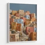 Colorful Hillside Town – Mediterranean Inspired Canvas Print - Image 5