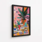 Colorful Indoor Plant Tea Table Illustration Canvas Print - Image 5