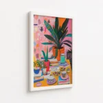 Colorful Indoor Plant Tea Table Illustration Canvas Print - Image 6