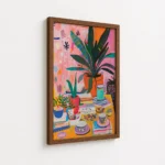 Colorful Indoor Plant Tea Table Illustration Canvas Print - Image 7
