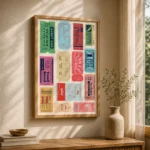 Colorful Vintage Ticket Sheet Canvas Print