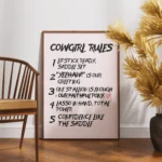 Cowgirl Rules Western Typography Quote Canvas Print