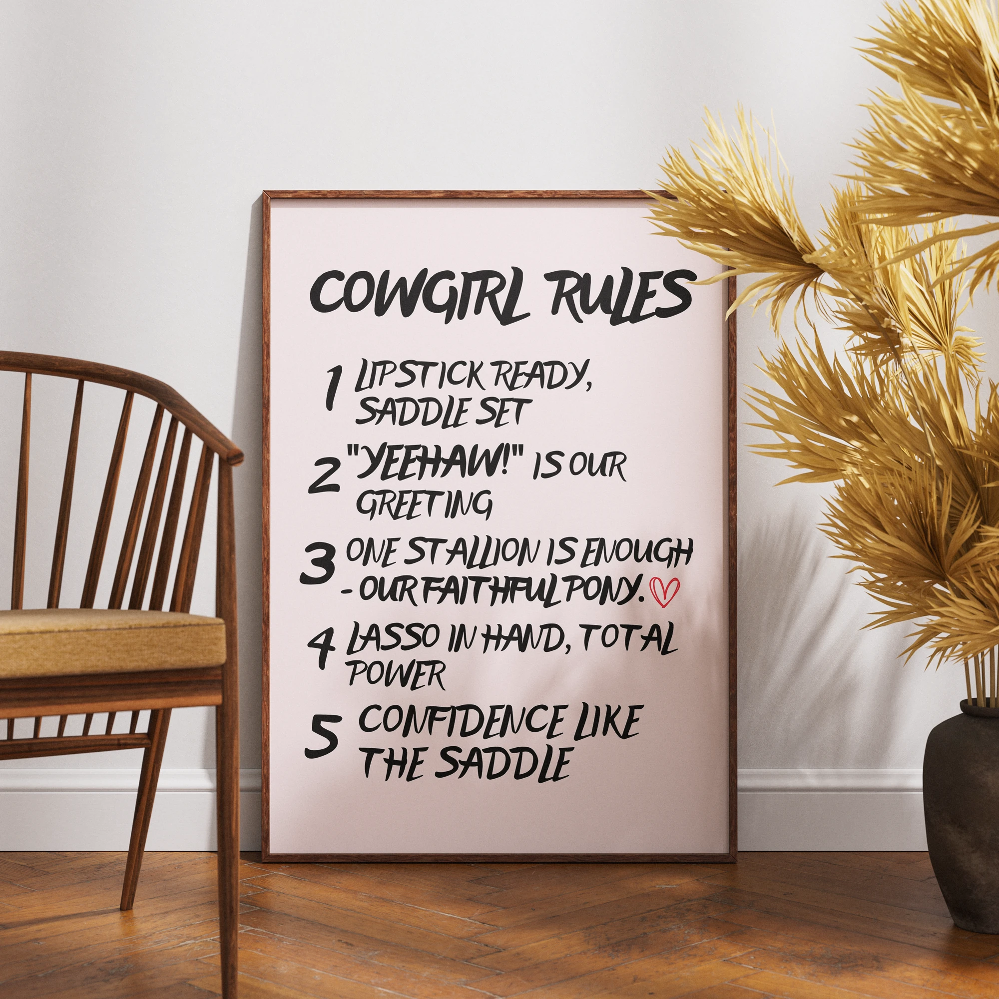Cowgirl Rules Western Typography Quote Poster_Featured Image 1 Cowgirl Rules Western Typography Quote Canvas Print - Image 1