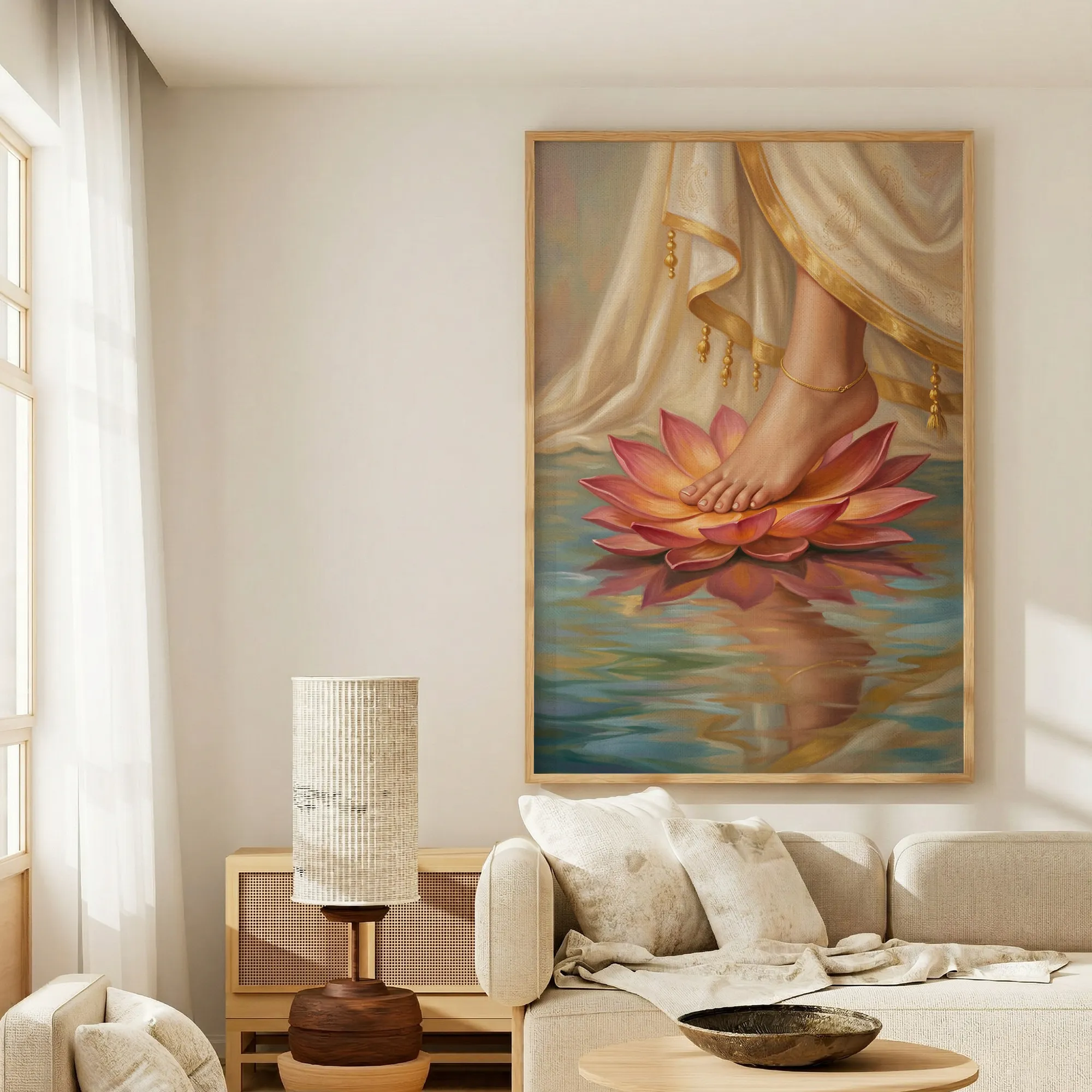 Divine Feet Lotus Spiritual Canvas Wall Art Meditation Decor_Featured Image 1 Divine Feet Lotus Spiritual Vastu Wall Art for Meditation and Prayer Room - Image 1