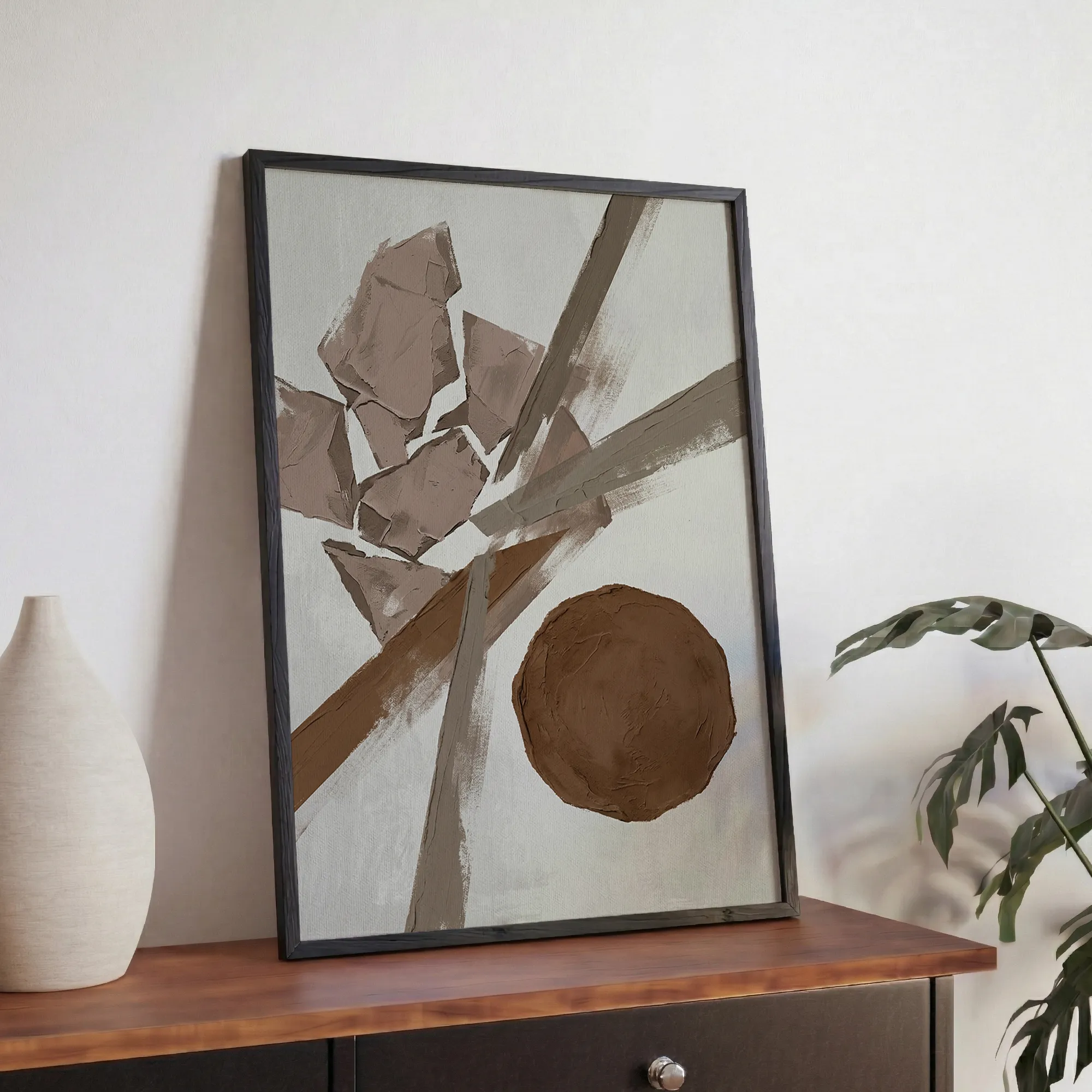 Earth Tone Abstract Shapes Minimalist Modern Canvas Wall Art_Featured Image 1 Earth Tone Abstract Shapes Minimalist Modern Canvas Wall Art - Image 1