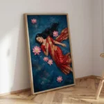 Floating Woman Lotus Water Dreamy Spiritual Canvas Wall Art for Bedroom Decor - Image 2