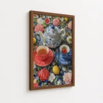 Floral Teapot Cups Lemon Garden Canvas Print - Image 7