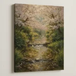Spring Blossom Forest Stream – Nature Canvas Print - Image 4