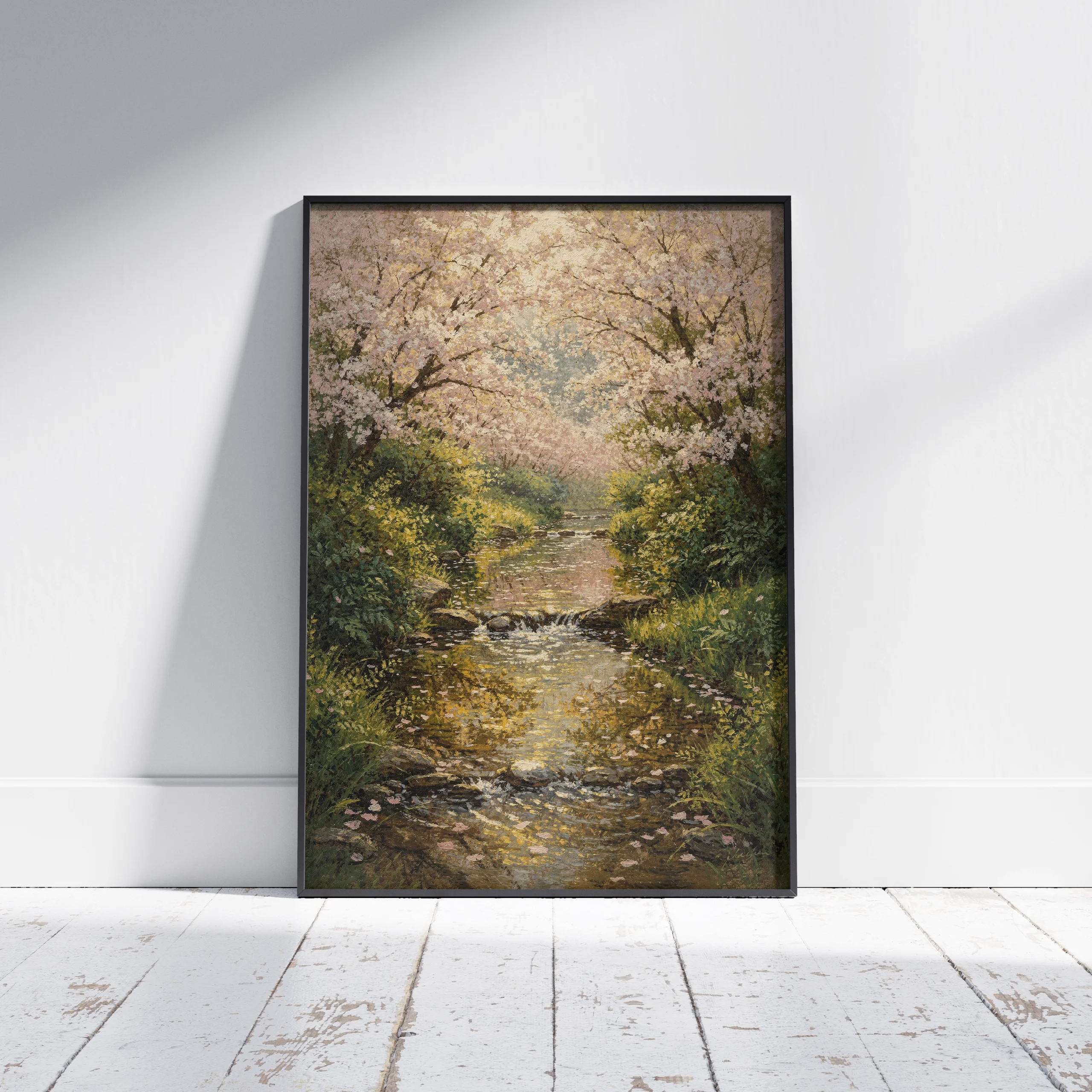 Forest Stream Path Spring Blossom Forest Stream – Nature Canvas Print - Image 1