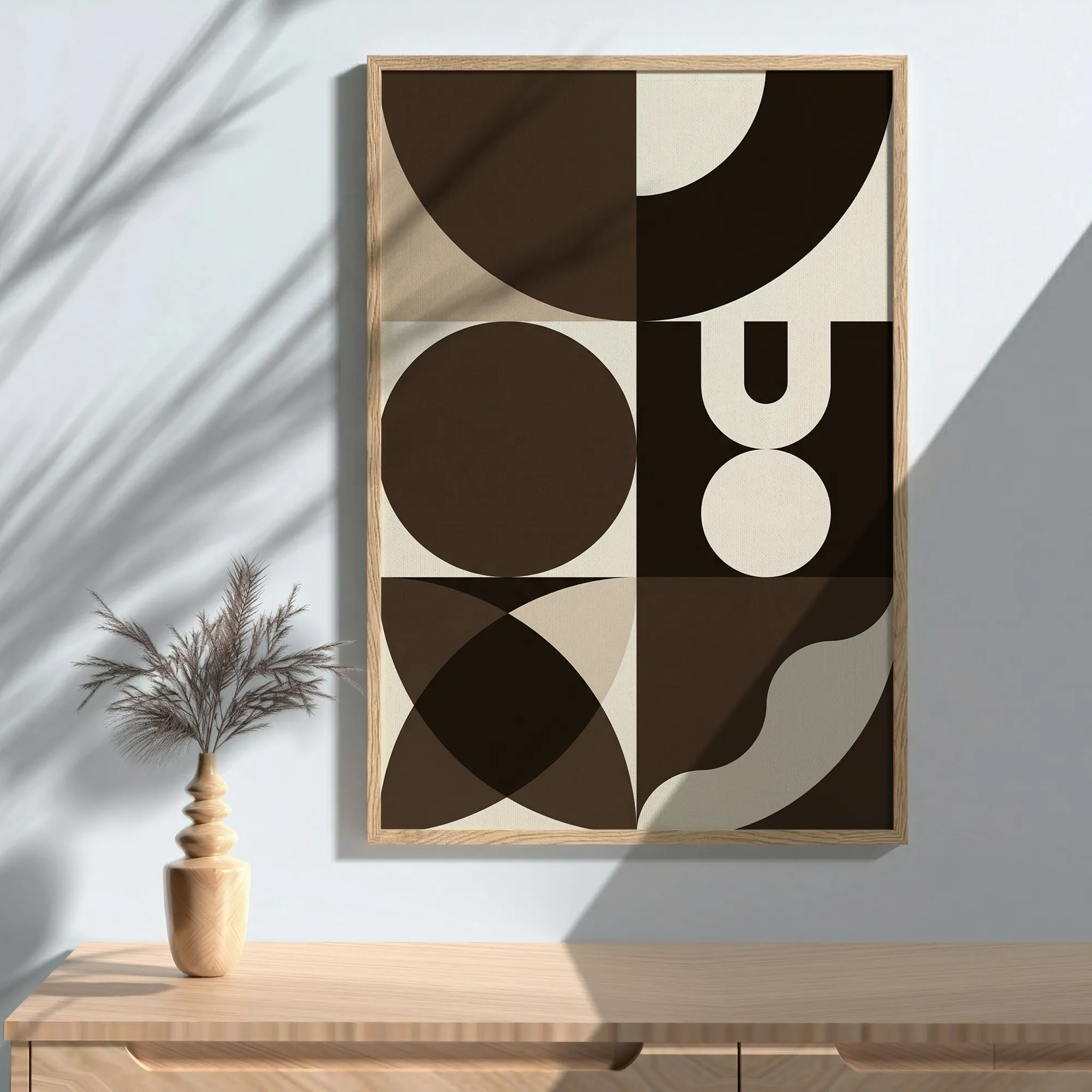 Geometric Brown Modern Abstract Mid Century Wall Art_Featured Image 1 Geometric Brown Modern Abstract Mid Century Wall Art - Image 1