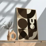 Geometric Brown Modern Abstract Mid Century Wall Art - Image 2