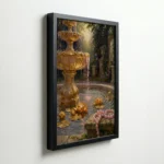 Golden Fountain Garden Luxury Classic Canvas Wall Art for Sophisticated Interiors - Image 5
