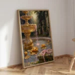 Golden Fountain Garden Luxury Classic Canvas Wall Art for Sophisticated Interiors - Image 2