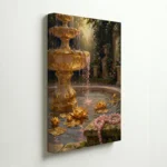 Golden Fountain Garden Luxury Classic Canvas Wall Art for Sophisticated Interiors - Image 4