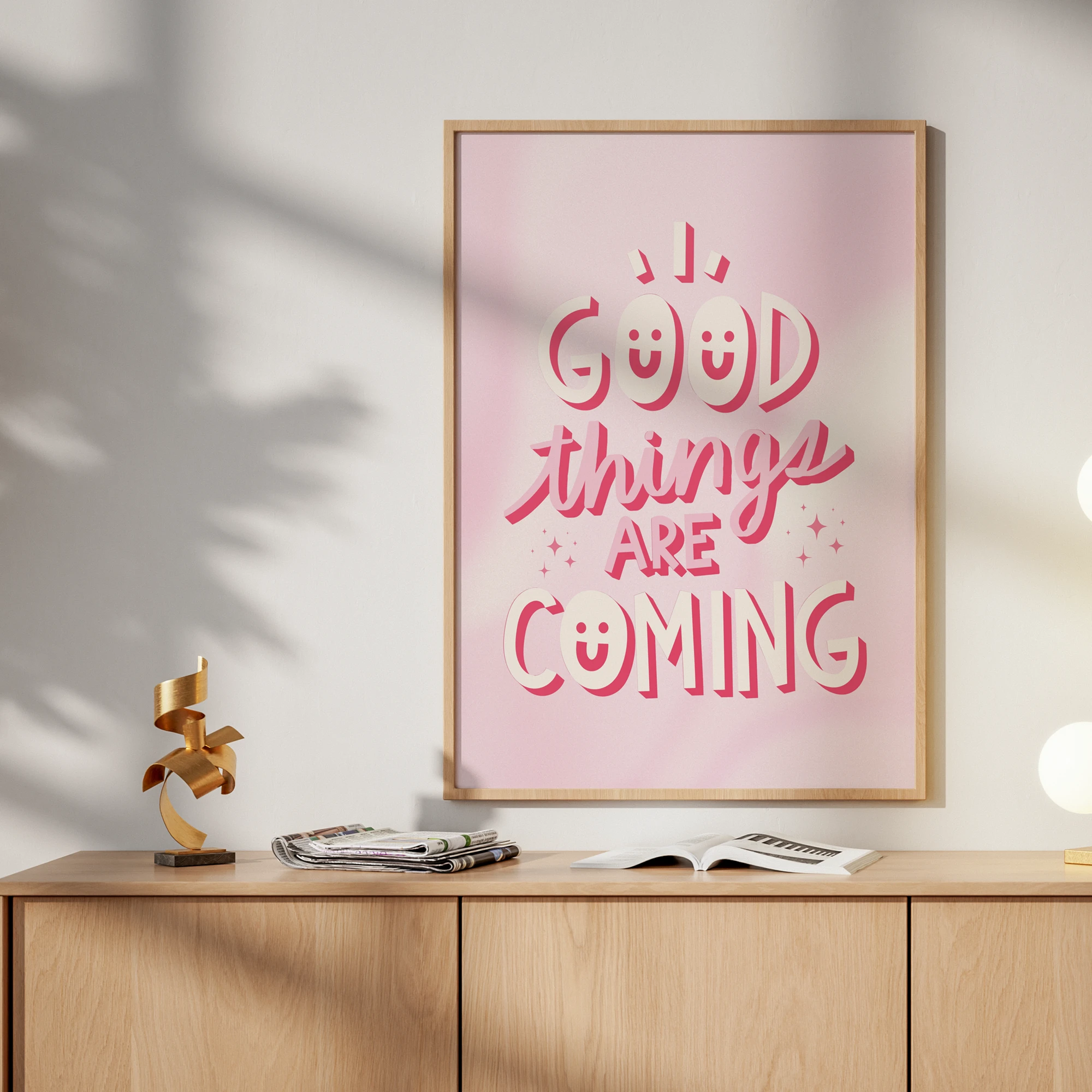 Good Things Are Coming Pink Quote_Featured Image 1 Good Things Are Coming Pink Quote Canvas Print - Image 1