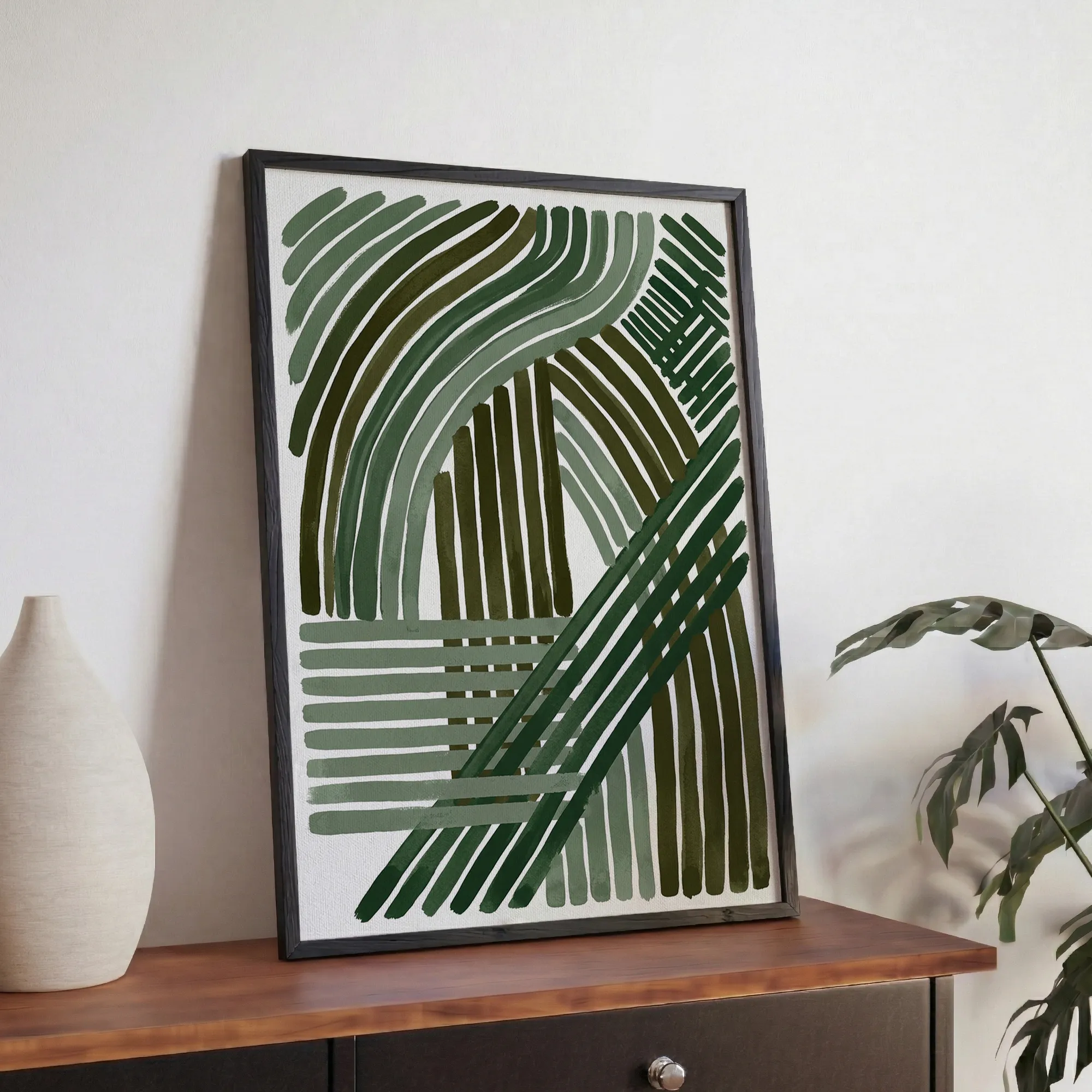 Green Organic Lines Abstract Modern Botanical Wall Art_Featured Image 1 Green Organic Lines Abstract Modern Botanical Wall Art - Image 1