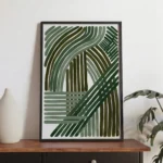 Green Organic Lines Abstract Modern Botanical Wall Art - Image 2