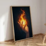 Hand Holding Fire Abstract Energy Canvas Wall Art for Passion and Drive - Image 2
