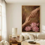 Hands Connection Lotus Emotional Spiritual Canvas Wall Art for Healing Spaces
