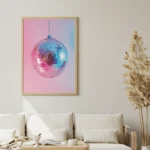 Hanging Disco Ball Pink Gradient Canvas Print