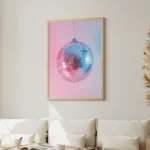 Hanging Disco Ball Pink Gradient Canvas Print - Image 2