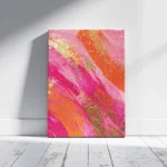 Hot Pink Orange Abstract Paint Stroke Canvas Print