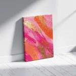 Hot Pink Orange Abstract Paint Stroke Canvas Print - Image 2
