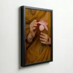 Indian Woman Holding Lotus Traditional Canvas Wall Art for Elegant Home Decor - Image 5