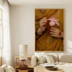 Indian Woman Holding Lotus Traditional Canvas Wall Art for Elegant Home Decor