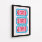 Just Love Blue Pink Ticket Canvas Print - Image 5
