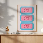 Just Love Blue Pink Ticket Canvas Print
